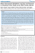 Cover page: Native Environment Modulates Leaf Size and Response to Simulated Foliar Shade across Wild Tomato Species