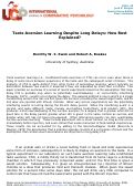 Cover page: Taste aversion learning despite long delays: How best explained?