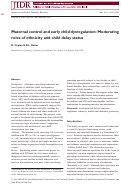 Cover page: Maternal control and early child dysregulation: Moderating roles of ethnicity and child delay status