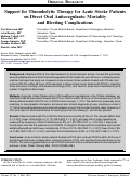 Cover page: Support for Thrombolytic Therapy for Acute Stroke Patients on Direct Oral Anticoagulants: Mortality and Bleeding Complications