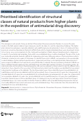 Cover page: Prioritised identification of structural classes of natural products from higher plants in the expedition of antimalarial drug discovery.