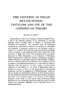 Cover page: The Universe of Philip Melanchthon: Criticism and Use of the Copernican Theory