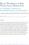 Cover page of Racial Differences in Non Pathological Dissociation