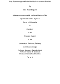Cover page: X-ray Spectroscopy and Pulse Radiolysis of Aqueous Solutions