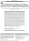 Cover page: Factors Predicting Use of Neoadjuvant Chemotherapy Compared With Primary Debulking Surgery in Advanced Stage Ovarian Cancer—A National Cancer Database Study