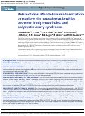 Cover page: Bidirectional Mendelian randomization to explore the causal relationships between body mass index and polycystic ovary syndrome