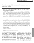 Cover page: Replication study of SNP associations for colorectal cancer in Hong Kong Chinese