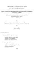 Cover page: Power Control and Optimization of Photovoltaic and Wind Energy Conversion Systems /