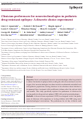 Cover page: Clinician preferences for neurotechnologies in pediatric drug‐resistant epilepsy: A discrete choice experiment