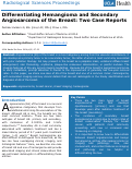 Cover page: Differentiating Hemangioma and Secondary Angiosarcoma of the Breast: Two Case Reports