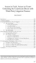 Cover page: Access to Cash, Access to Court: Unlocking the Courtroom Doors with Third-Party Litigation Finance