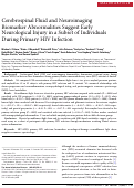 Cover page: Cerebrospinal Fluid and Neuroimaging Biomarker Abnormalities Suggest Early Neurological Injury in a Subset of Individuals During Primary HIV Infection