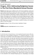 Cover page: Oregon, 2012: Addressing Budgetary Issues in The First Voter-Mandated Annual Session