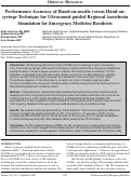 Cover page: Performance Accuracy of Hand-on-needle versus Hand-on-syringe Technique for Ultrasound-guided Regional Anesthesia Simulation for Emergency Medicine Residents