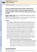 Cover page: Enduring, handling-evoked enhancement of hippocampal memory function and glucocorticoid receptor expression involves activation of the corticotropin-releasing factor type 1 receptor.