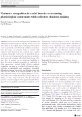 Cover page: Nestmate recognition in social insects: overcoming physiological constraints with collective decision making.