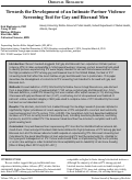 Cover page: Towards the Development of an Intimate Partner Violence Screening Tool for Gay and Bisexual Men