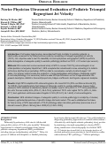 Cover page: Novice Physician Ultrasound Evaluation of Pediatric Tricuspid Regurgitant Jet Velocity