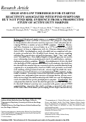 Cover page: HIGH AND LOW THRESHOLD FOR STARTLE REACTIVITY ASSOCIATED WITH PTSD SYMPTOMS BUT NOT PTSD RISK: EVIDENCE FROM A PROSPECTIVE STUDY OF ACTIVE DUTY MARINES