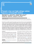 Cover page: Toward a low-cost high-voltage sodium aqueous rechargeable battery