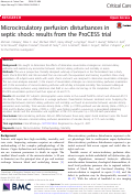 Cover page: Microcirculatory perfusion disturbances in septic shock: results from the ProCESS trial