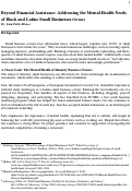 Cover page: Beyond Financial Assistance: Addressing the Mental Health Needs of Black and Latino Small Businesses Owners