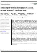 Cover page: Genetic potential for changes in breeding systems: Predicted and observed trait changes during artificial selection for male and female allocation in a gynodioecious species