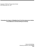 Cover page: Evaluating the Impact of Neighborhood Trail Development on Active Travel Behavior and Overall Physical Activity