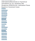 Cover page: International Benchmark on Numerical Simulations for 1D, Nonlinear Site Response (PRENOLIN): Verification Phase Based on Canonical CasesInternational Benchmark on Numerical Simulations for 1D, Nonlinear Site Response (PRENOLIN)