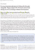 Cover page: Previous Institutionalization Is Followed by Broader Amygdala–Hippocampal–PFC Network Connectivity during Aversive Learning in Human Development