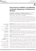 Cover page: Sensorimotor Inhibition and Mobility in Genetic Subgroups of Parkinson's Disease