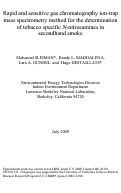 Cover page: Rapid and sensitive gas chromatography ion-trap mass spectrometry method for the determination of tobacco specific N-nitrosamines in secondhand smoke