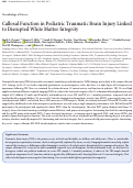 Cover page: Callosal Function in Pediatric Traumatic Brain Injury Linked to Disrupted White Matter Integrity