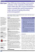 Cover page: Type III home sleep testing versus pulse oximetry: is the respiratory disturbance index better than the oxygen desaturation index to predict the apnoea-hypopnoea index measured during laboratory polysomnography?