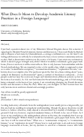Cover page: What Does It Mean to Develop Academic Literacy Practices in a Foreign Language?
