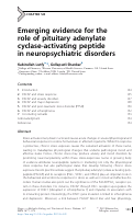 Cover page: Chapter Six Emerging evidence for the role of pituitary adenylate cyclase-activating peptide in neuropsychiatric disorders