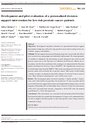 Cover page: Development and pilot evaluation of a personalized decision support intervention for low risk prostate cancer patients.