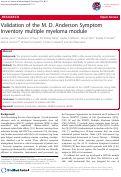 Cover page: Validation of the M. D. Anderson Symptom Inventory multiple myeloma module