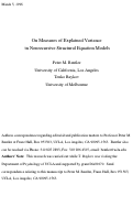 Cover page: On Measures of Explained Variance in Nonlinear Strctural Equations Models