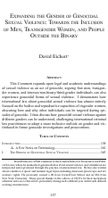 Cover page: Expanding the Gender of Genocidal Sexual Violence: Towards the Inclusion of Men, Transgender Women, and People Outside the Binary