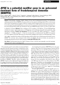 Cover page: APOE is a potential modifier gene in an autosomal dominant form of frontotemporal dementia (IBMPFD)