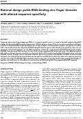 Cover page: Rational design yields RNA-binding zinc finger domains with altered sequence specificity.