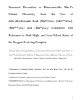 Cover page: Structural Diversities in Heterometallic Mn–Ca Cluster Chemistry from the Use of Salicylhydroxamic Acid: {MnIII 4Ca2}, {MnII/III 6Ca2}, {MnIII/IV 8Ca}, and {MnIII 8Ca2} Complexes with Relevance to Both High- and Low-Valent States of the Oxygen-Evolving Complex