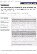 Cover page: Selection on dispersal drives evolution of metabolic capacities for energy production in female wing-polymorphic sand field crickets, Gryllus firmus.