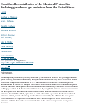 Cover page: Considerable contribution of the Montreal Protocol to declining greenhouse gas emissions from the United States