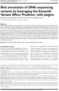 Cover page: Rich annotation of DNA sequencing variants by leveraging the Ensembl Variant Effect Predictor with plugins