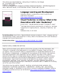 Cover page: Visual Prediction in Infancy: What is the Association with Later Vocabulary?