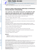 Cover page: American College of Rheumatology White Paper on Performance Outcome Measures in Rheumatology