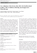 Cover page: An evaluation of the factors that affect the health-related quality of life of children following myelosuppressive chemotherapy.