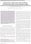Cover page: Hyaluronan, neural stem cells and tissue reconstruction after acute ischemic stroke